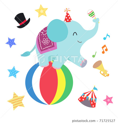Elephant standing on the ball Elephant standing on the ball 71725527
