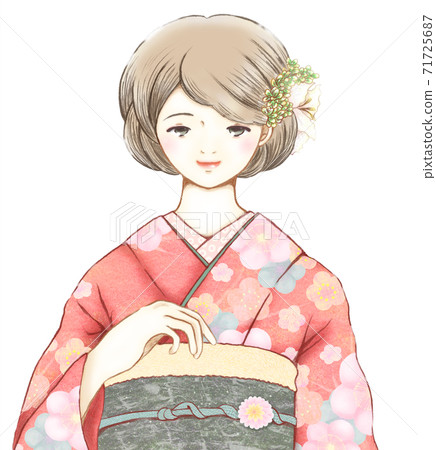 穿鞦韆袖的年輕女子成人儀式新年 71725687