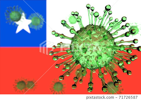 Coronavirus and flag of Chile, conceptual 3d rendering Coronavirus and flag of Chile, conceptual 3d rendering 71726587