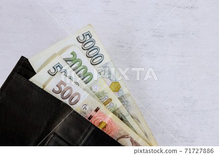 Czech Republic banknotes korun in his wallet 71727886