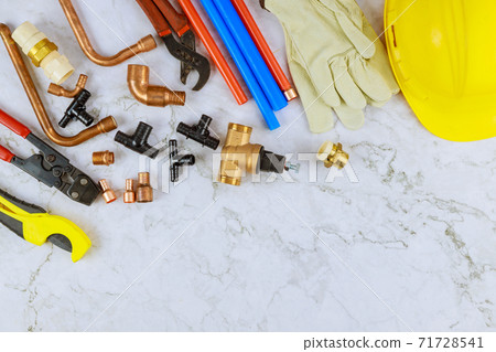 Water supply kit tools for cutting polypropylene pipes, plastic corners, wrench, work gloves 71728541