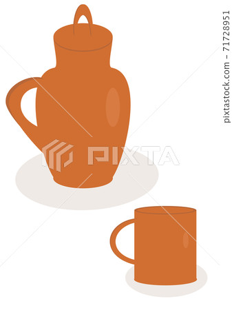 Clay ceramic kitchen utensils for food and drinks. Clay ceramic kitchen utensils for food and drinks. 71728951