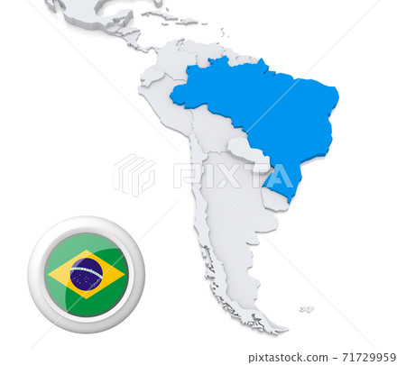 Brazil on a map of South America 71729959