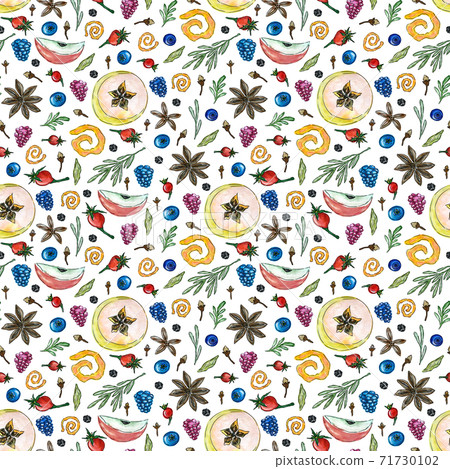 Ingredients Seamless Pattern Seamless pattern with ingredients for hot... - Stock Illustration ...