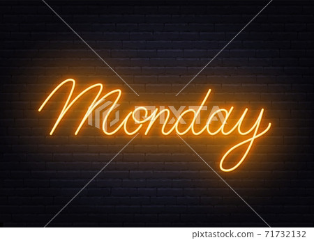 Monday neon sign on brick wall background. 71732132