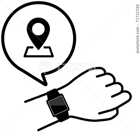 檢查手臂地圖圖標上的智能手錶的矢量圖 檢查手臂地圖圖標上的智能手錶的矢量圖 71732588
