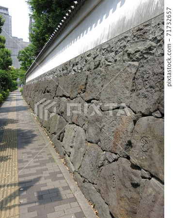 Tsukiji Fence of Koishikawa Korakuen engraved Stock Photo