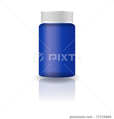 Blue supplements or medicine cylinder bottle with grooved lid for beauty or healthy product. Blue supplements or medicine cylinder bottle with grooved lid for beauty or healthy product. 71734868