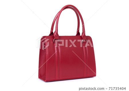 red stylish ladies leather bag on a white background 71735404
