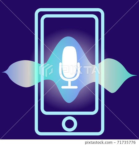 Personal assistant and voice recognition concept flat illustration of sound symbol intelligent technologies. Microphone button with bright voice and sound imitation lines. Personal assistant and voice recognition concept flat illustration of sound symbol intelligent technologies. Microphone button with bright voice and sound imitation lines. 71735776