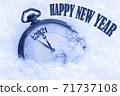 2021 Happy New Year, New Year 2021, greeting card, pocket watch in snow, English text 71737108
