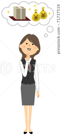 一個穿制服的女人，想像很多錢 71737519
