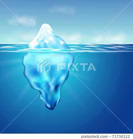 Iceberg floating among ice floes in the blue Antarctic sea. Iceberg floating among ice floes in the blue Antarctic sea. 71738122