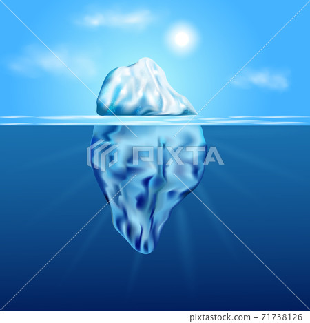 Iceberg floating among ice floes in the blue Antarctic sea. Iceberg floating among ice floes in the blue Antarctic sea. 71738126