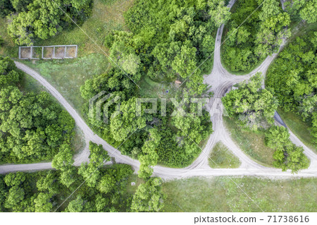 forest campground aerial view forest campground aerial view 71738616