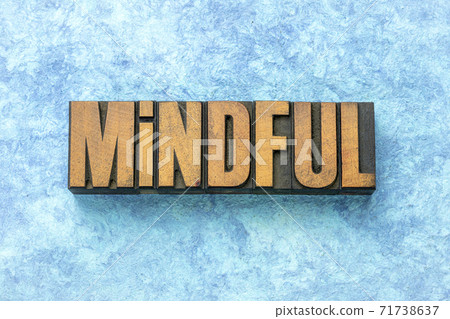 mindful word in wood type 71738637