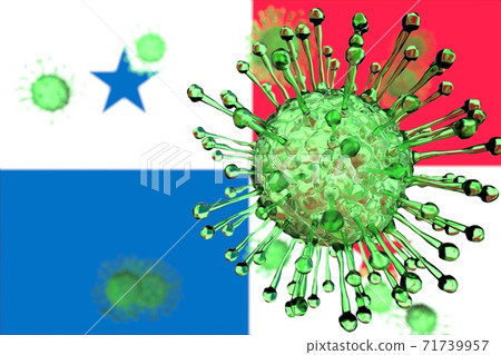 Flag of Panama and coronavirus. Conceptual 3d rendering Flag of Panama and coronavirus. Conceptual 3d rendering 71739957