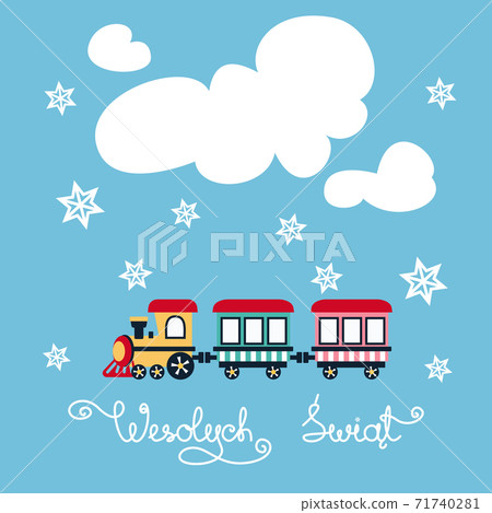 Polish Happy Holidays Card with Puffing Train Polish Happy Holidays Card with Puffing Train 71740281
