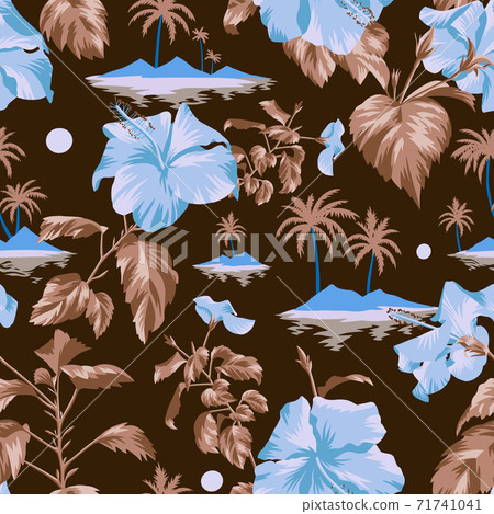 Summer island and floral pattern Summer island and floral pattern 71741041
