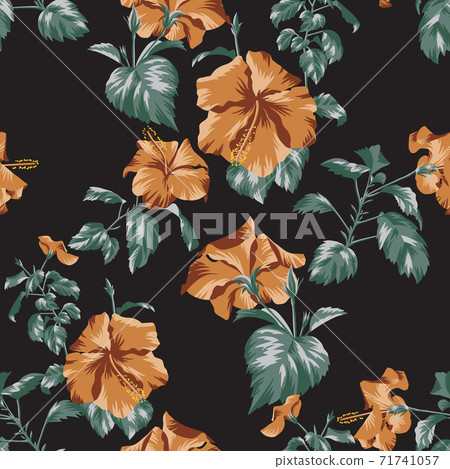 Summer island and floral pattern - Stock Illustration [71741057] - PIXTA