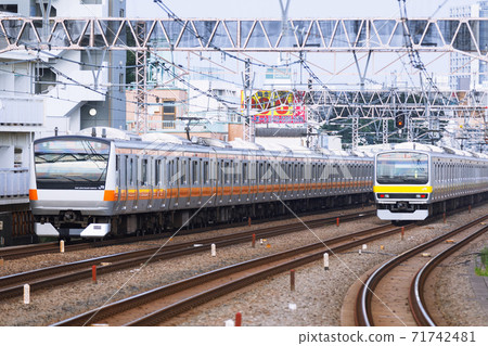 Parallel running scene of Chuo Line and Sobu Line Parallel running scene of Chuo Line and Sobu Line 71742481