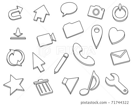 Button icon Home SNS Pen Trash file Email Camera Phone Update Power DL etc. 71744322