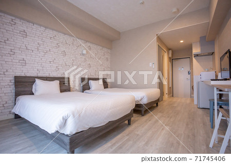 Weekly Mansion Hotel Room with Simple Interior Weekly Mansion Hotel Room with Simple Interior 71745406