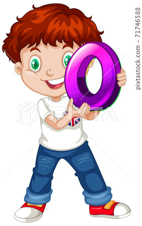 Cute boy with red hair holding math number zero Cute boy with red hair holding math number zero 71746588