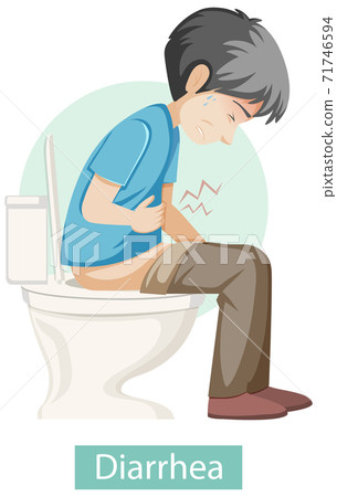 Cartoon character with diarrhea symptoms Cartoon character with diarrhea symptoms 71746594