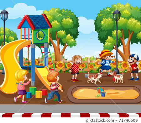 Children playing in the playground scene Children playing in the playground scene 71746609