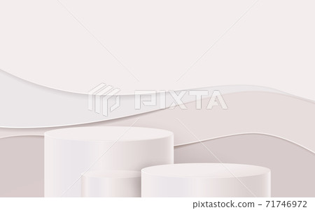 3D white circle podium display on wavy paper art background. Vector Illustration 71746972