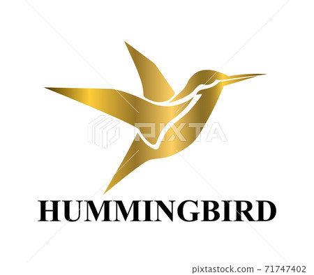Golden Vector illustration on a white background of flying hummingbird. Suitable for making logos. Golden Vector illustration on a white background of flying hummingbird. Suitable for making logos. 71747402
