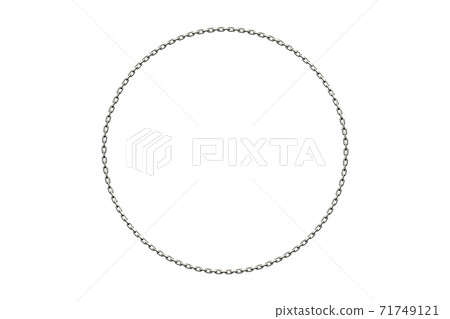 3D illustration of silver chain ring for white background material 71749121