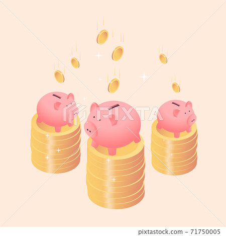 Three piggy banks or money boxes standing on... - Stock Illustration ...