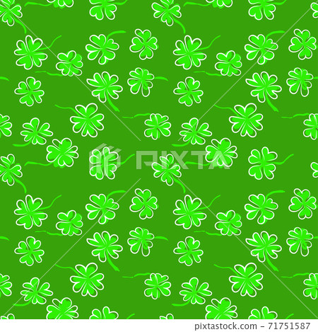 Clover seamless pattern. Grunge vector dry brush illustration. 71751587