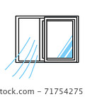 Open window glass cold corona ventilation prevention simple icon illustration 71754275