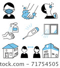 Corona cold prevention cute simple icon set illustration 71754505