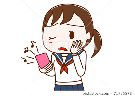 Female student thinking whether to get an incoming call Female student thinking whether to get an incoming call 71755578