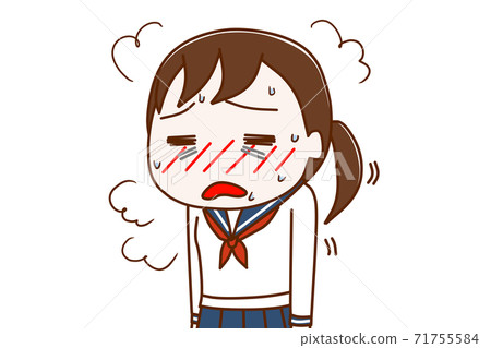 A female student with a fever and a sluggish body A female student with a fever and a sluggish body 71755584