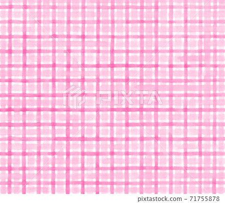 Analog watercolor hand drawn plaid pink 71755878