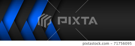Black and blue overlayed sheets of paper header. Abstract modern vector banner with place 71756095