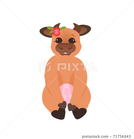 little ox happy new year 2021 greeting card cute cow mascot cartoon character little ox happy new year 2021 greeting card cute cow mascot cartoon character 71756843