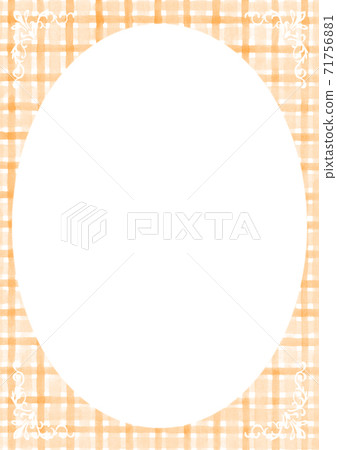 Analog watercolor hand-painted plaid blur round window orange 71756881