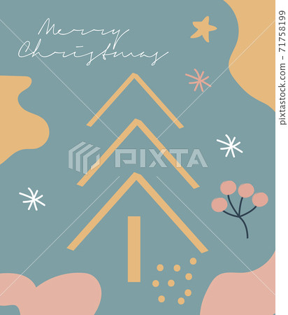 Modern abstract hand drawing Christmas doodles greeting cards, Trendy contemporary design template 71758199