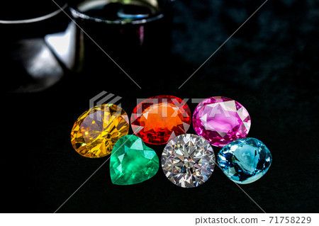 Natural Sapphire gemstone, Jewel or gems on black Natural Sapphire gemstone, Jewel or gems on black 71758229