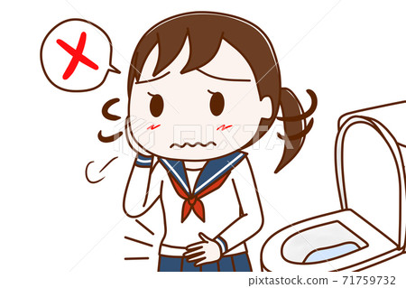 便秘和胃痛的女學生 71759732