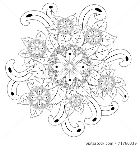 Doodle art flowers. Zentangle floral pattern.... - Stock Illustration ...