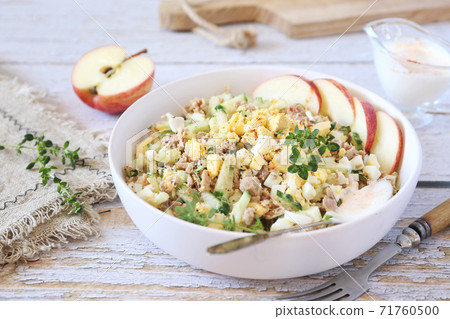 Tuna salad with egg and cucumber, Greek yoghurt sauce Tuna salad with egg and cucumber, Greek yoghurt sauce 71760500