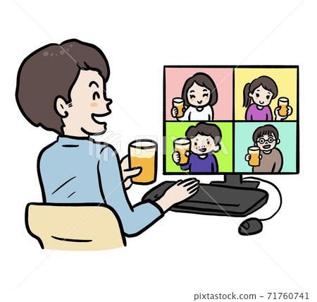 Illustration of online drinking party Illustration of online drinking party 71760741