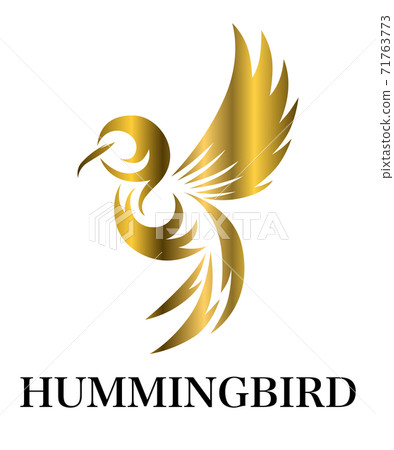 Golden Vector illustration on a white background of flying hummingbird. Suitable for making logos. Golden Vector illustration on a white background of flying hummingbird. Suitable for making logos. 71763773